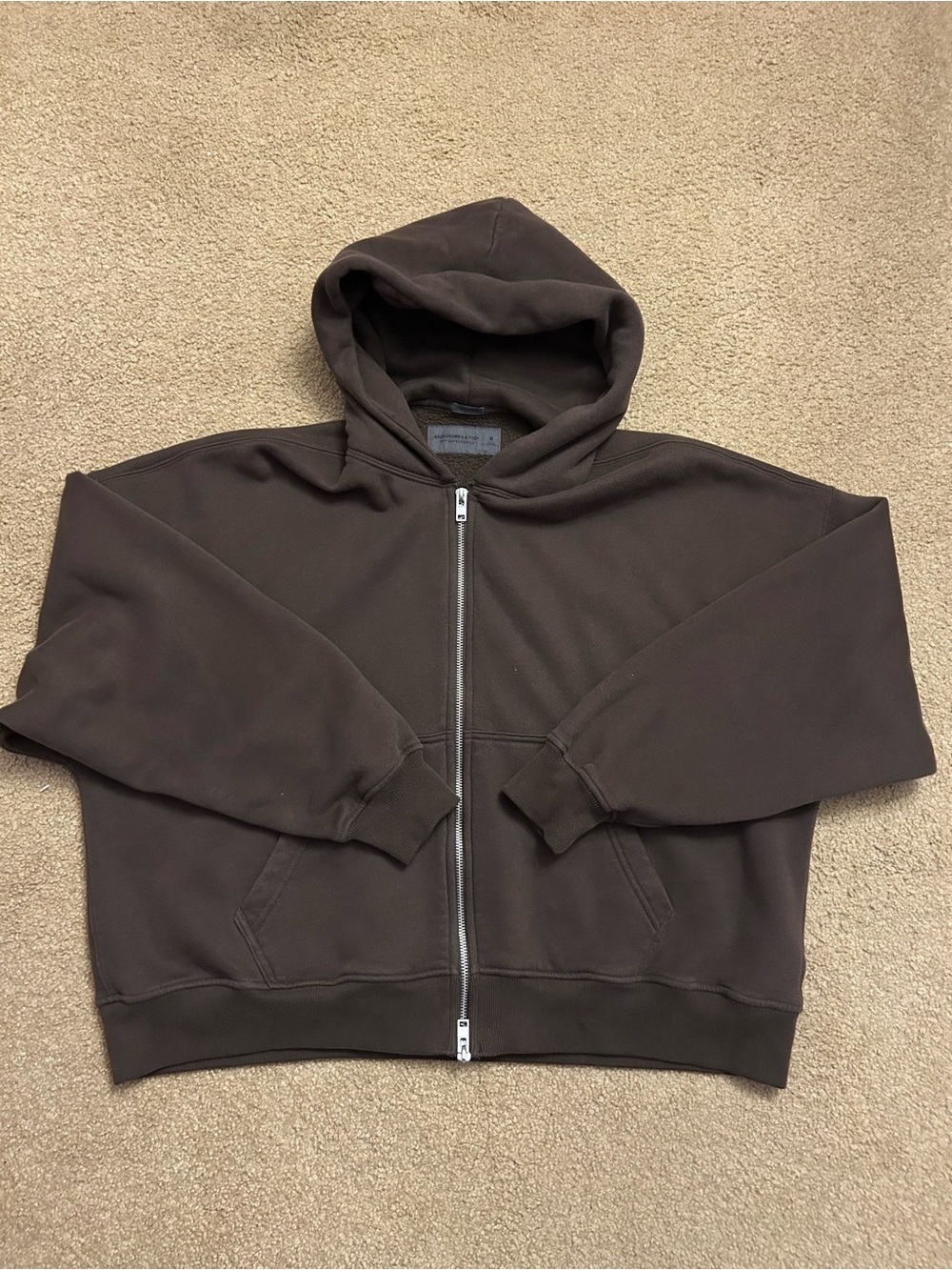 abercrombie cropped essentials full zip hoodie